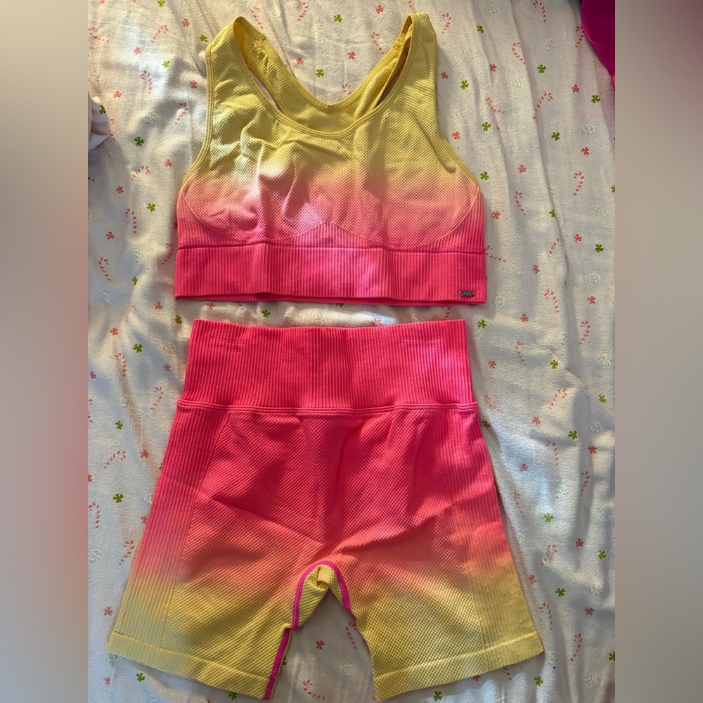 PINK Victoria's Secret Ribbed Pink Set